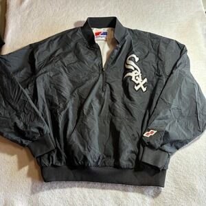 Vintage Swingster Chicago White Sox Pullover‎ Windbreaker Jacket Mens XL Black